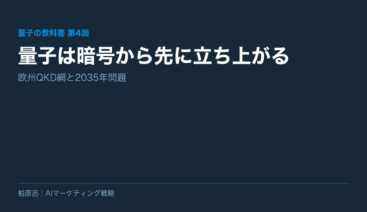 保護中: 【量子の教科書 第4回】量子は暗号から先に立ち上がる——欧州QKD網と2035年問題