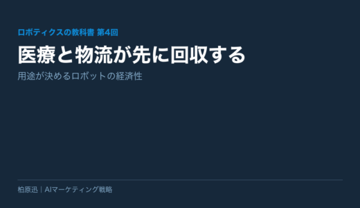 【ロボティクスの教科書 第4回】医療と物流が先に回収する——用途が決めるロボットの経済性