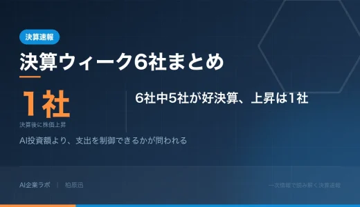 【決算速報】決算ウィーク6社まとめ｜AIに使ったお金は回収できているか