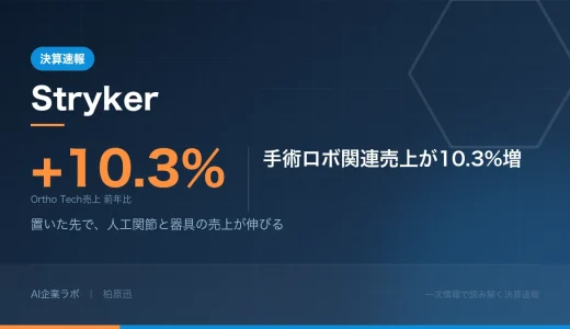 保護中: 【決算速報】Stryker 2026年4〜6月期｜手術ロボットが消耗品売上を連れてくる